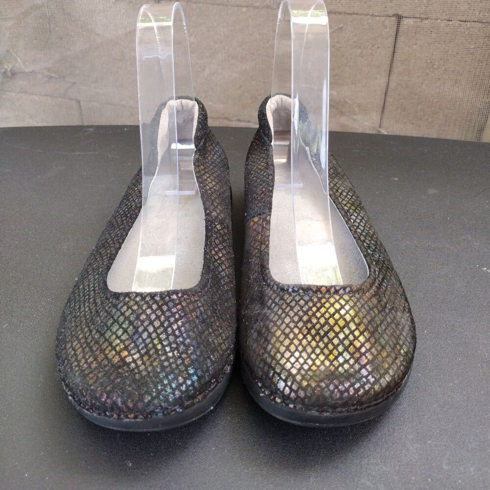 Alegria Leather Slip On Loafers Flats Iridescent Metallic Womens Size 6 PET-582